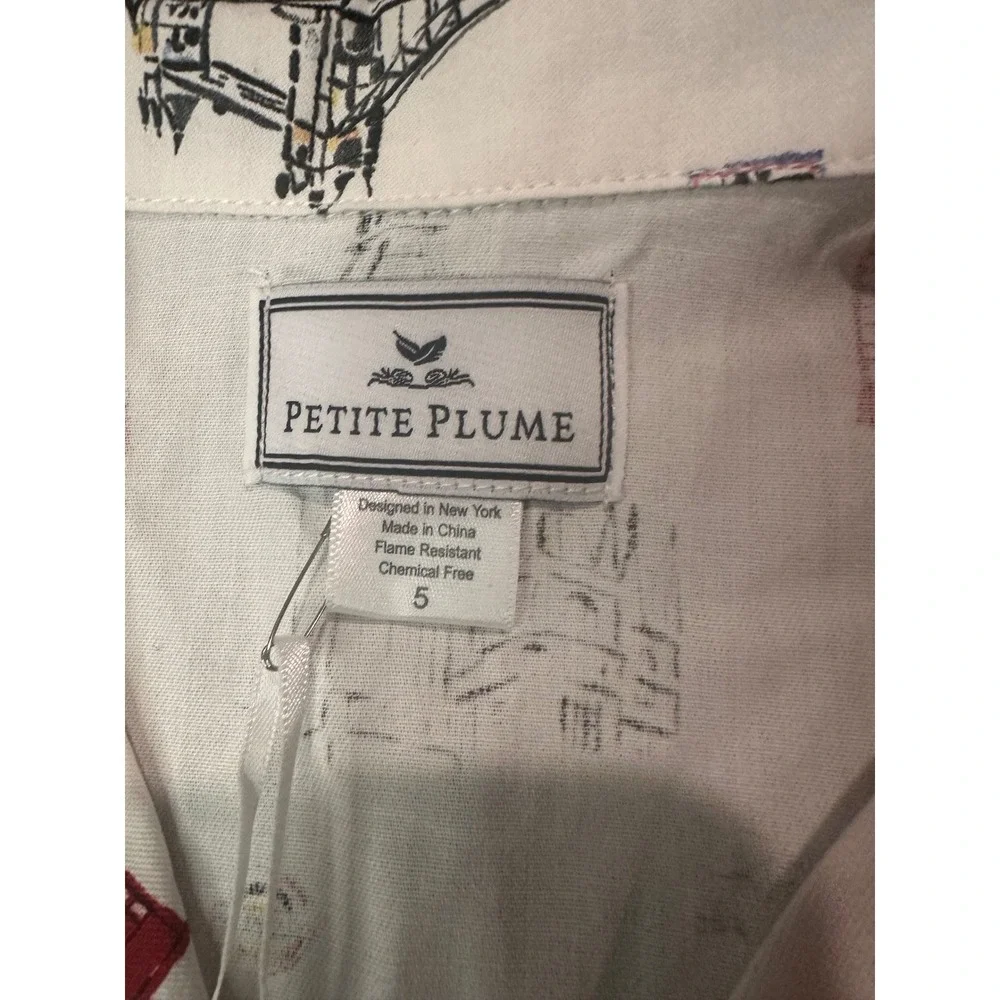 Petite Plume London Is Calling Classic Short Set Pajamas White Blue Red Size 5
